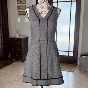 BANANA REPUBLIC | Black + White Wool Herringbone Fringe Dress, size 2P